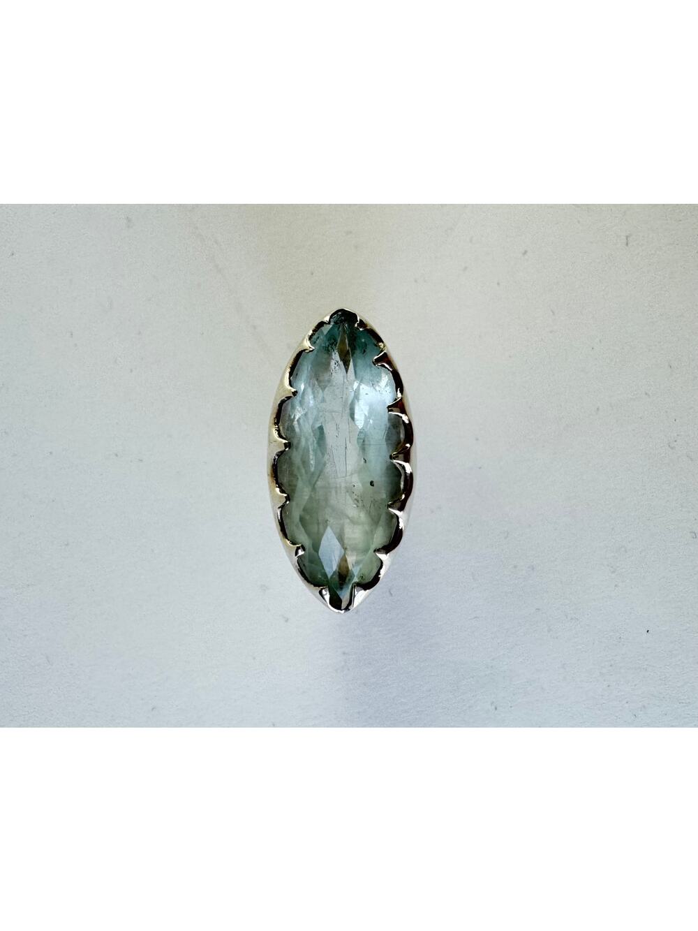 Aquamarine Marquis Sterling 925 Silver Handmade Ring US Size 8.75-9